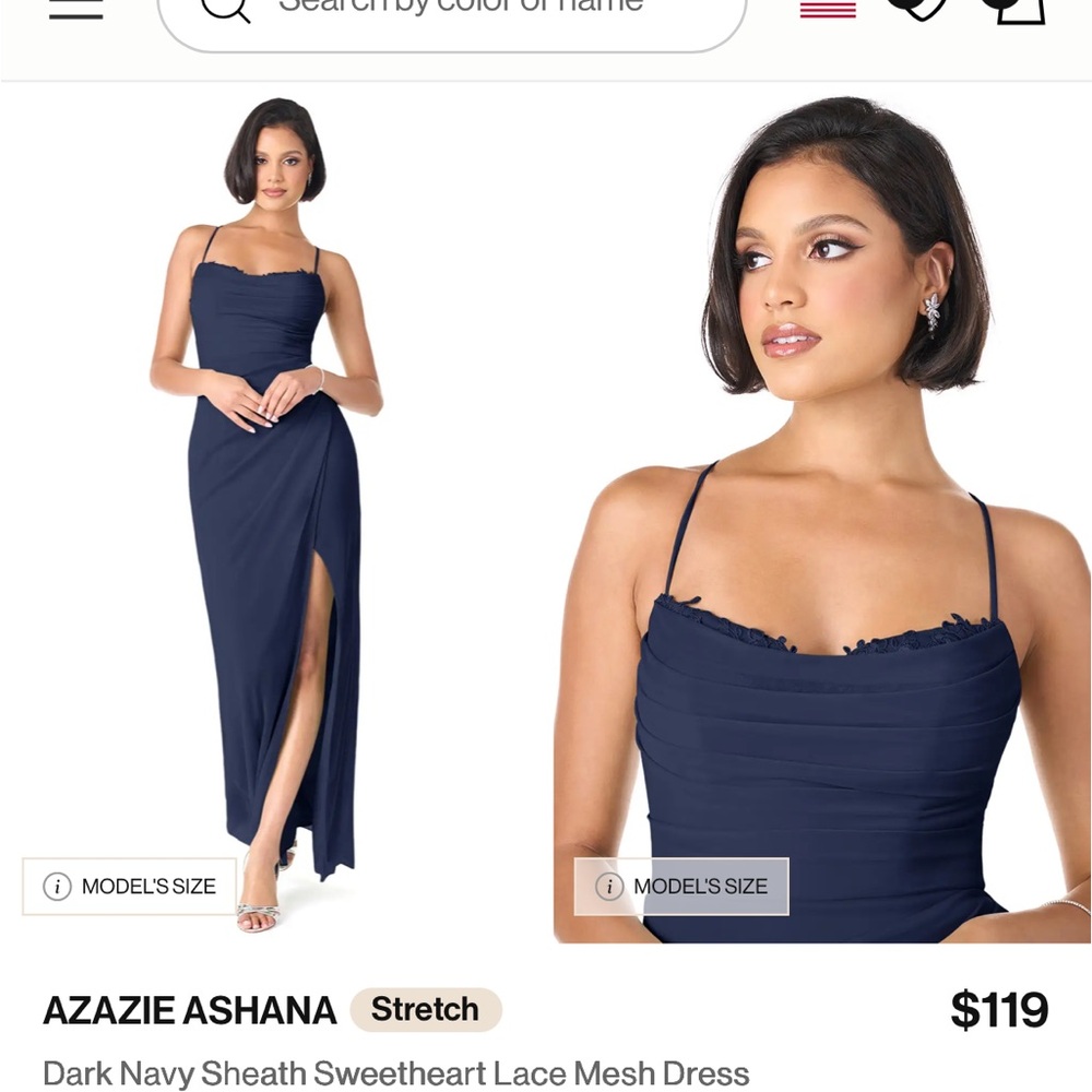 Azazie Ashana Navy Gown Size 14